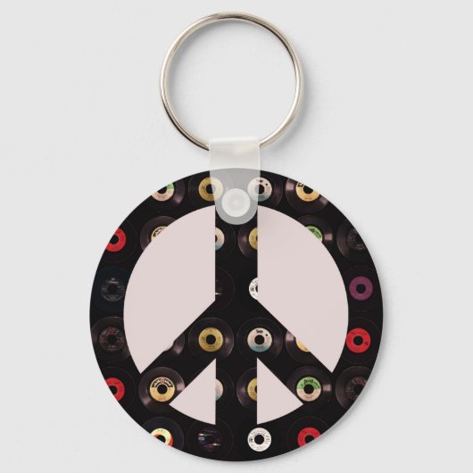 Retro Vintag Vinyl Record Peace Sign Schlüsselanhänger (Vorderseite)