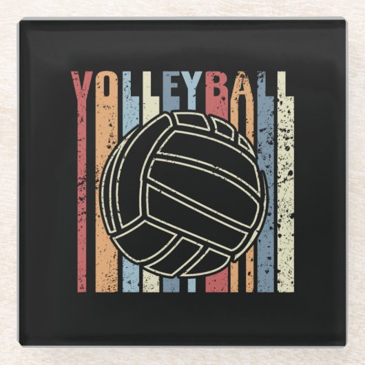 Retro Vintag Volleyball Glasuntersetzer (Vorderseite)