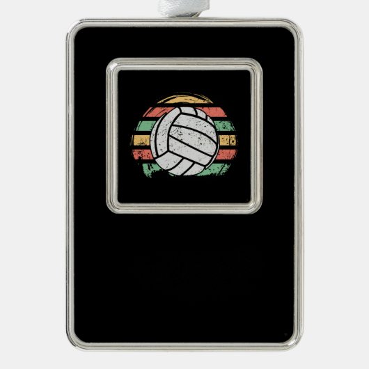 Retro Vintag Volleyball Rahmen-Ornament Silber (Vorderseite)