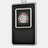 Retro Vintag Volleyball Rahmen-Ornament Silber (Links)