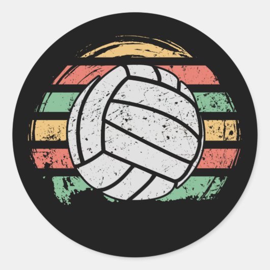 Retro Vintag Volleyball Runder Aufkleber (Vorderseite)