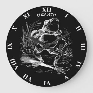 Retro Vintag Walking Frog Transparente Skizze Große Wanduhr