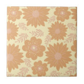 Retro Vintag warme Creme Orange Floral Fliese (Vorderseite)