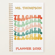 Retro Vintag Wave Typografy Lehrer Name Custom