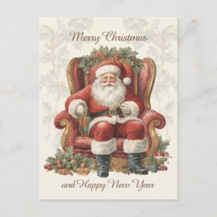 Retro Vintag Weihnachten Weihnachten Glück Neues J Postkarte