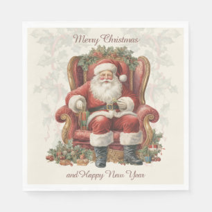 Retro Vintag Weihnachten Weihnachten Glück Neues J Serviette