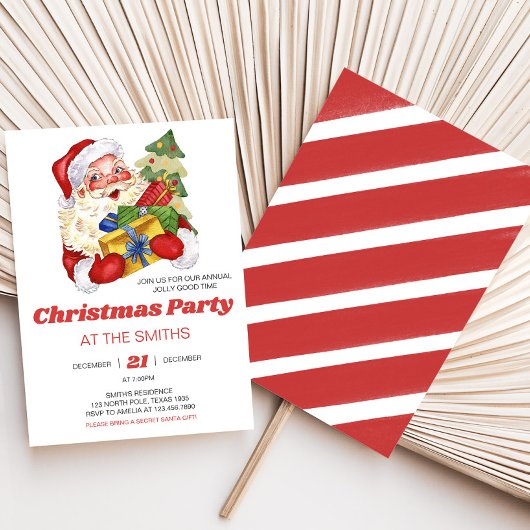 Retro Vintag Weihnachts-Party Einladung