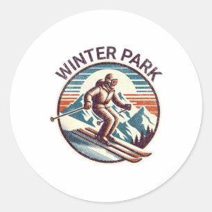 Retro Vintag Winter Park Colorado Ski Resort Wint Runder Aufkleber