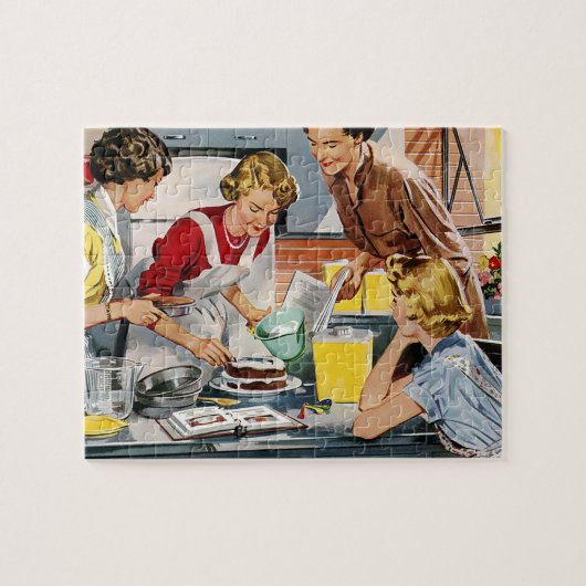 Retro Vintag Women in Kitchen Puzzle (Horizontal)