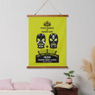 Retro Vintag Wrestling Poster Wandteppich Mit Holzrahmen