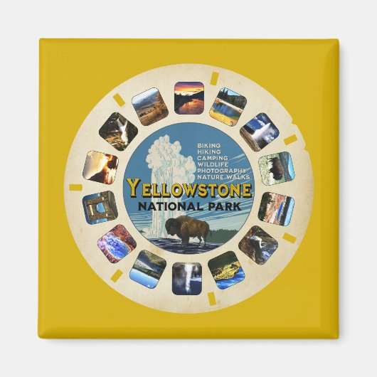 RETRO VINTAG YELLOWSTONE NATIONAL PARK SOUVENIR MAGNET (Vorne)