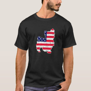 Retro Vintag Yorkshire Terrier American Flag 4 T-Shirt