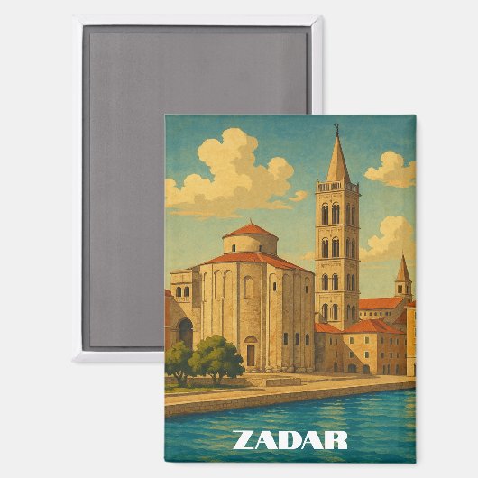 Retro Vintag Zadar Kroatien Magnet (Vorderseite/Rückseite)