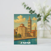 Retro Vintag Zadar Kroatien Postkarte (Stehend Vorderseite)