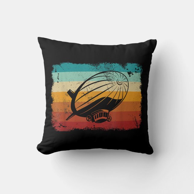 Retro Vintag Zeppelin Dirigible Luftschiff Zepplin Kissen (Vorderseite)