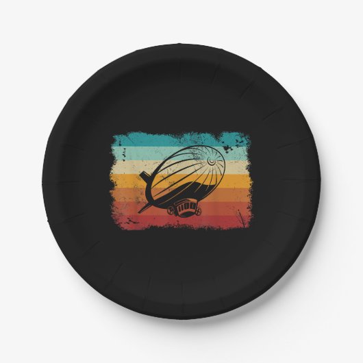 Retro Vintag Zeppelin Dirigible Luftschiff Zepplin Pappteller (Vorderseite)