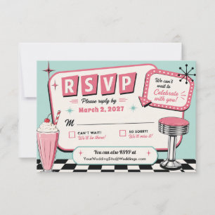 Retro Vintage 1950er Jahre Diner Geschachertes Bod RSVP Karte
