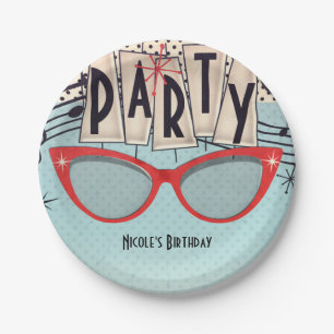 Retro Vintage 1950er Jahre Geburtstagsfeier Benutz Pappteller