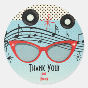 Retro Vintage 1950er Jahre Party Favor individuell Runder Aufkleber