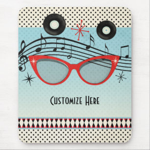 Retro Vintage 1950er Jahre Rot Cat Eye Brille Mousepad