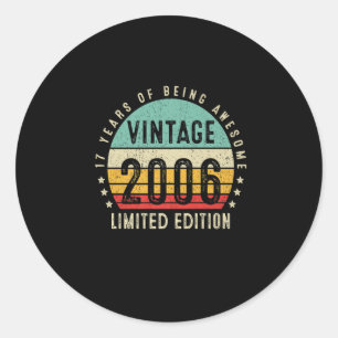 Retro Vintage 2006 17 Jahre altes Geschenk Awesome Runder Aufkleber