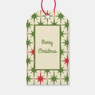 Retro Vintage 50er Frohe Weihnachten Sterne Geschenkanhänger