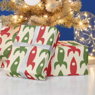 Retro Vintage 50er Jahre Atomic Age Weihnachtsrake Geschenkpapier