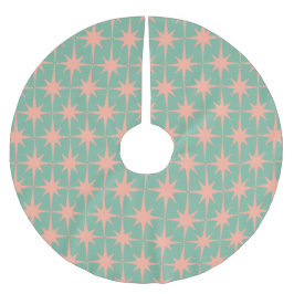 Retro Vintage 50s Star Pattern in Pink and Mint Polyester Weihnachtsbaumdecke