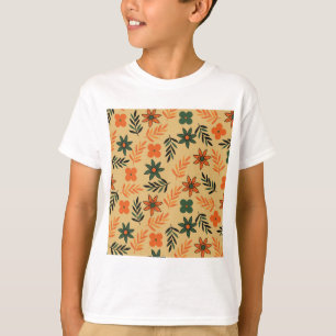 Retro Vintage 70er Jahre Blumen-Blatt-Muster T-Shirt