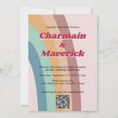 Retro Vintage 70er Jahre Rainbow Foto Wedding Einladung (Vorderseite)