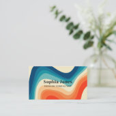 Retro Vintage 70s Rainbow Visitenkarte (Stehend Vorderseite)