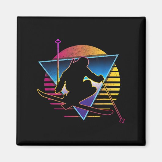 Retro Vintage 80er Ski Magnet (Vorne)