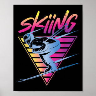 Retro Vintage 80er Ski Skifahren Poster
