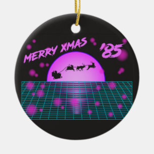 Retro Vintage 80er Weihnachten Santa Schlitten Ren Keramik Ornament