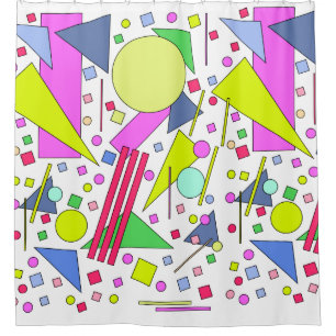 Retro Vintage 80s and 90s Style Duschvorhang