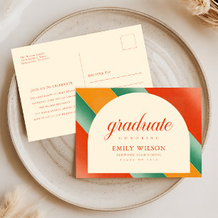 Retro Vintage Abschlussfeier   Abiturparty Einladu Postkarte