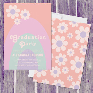Retro Vintage Absolventenparty Pastell Einladung