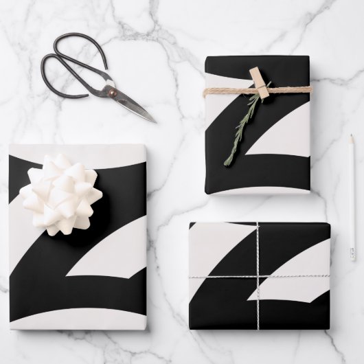 Retro Vintage Abstrakte Arkaden Schwarz-weiß Geschenkpapier Set (Vorderseite)