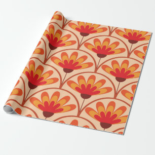Retro Vintage Abstrakte Blume auf Scallop-Form Geschenkpapier