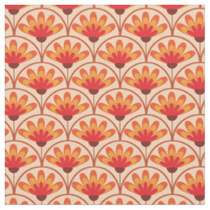 Retro Vintage Abstrakte Blume auf Scallop-Formen Stoff