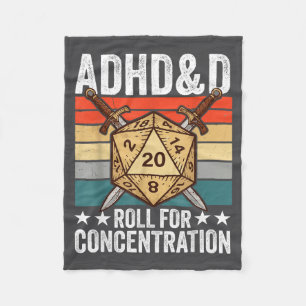 Retro Vintage Adhd&d Würfeln Für Konzentration Fleecedecke