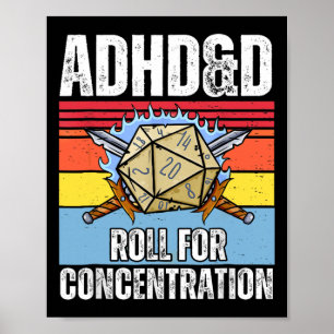 Retro Vintage Adhdandd Rolle für Konzentration Lus Poster