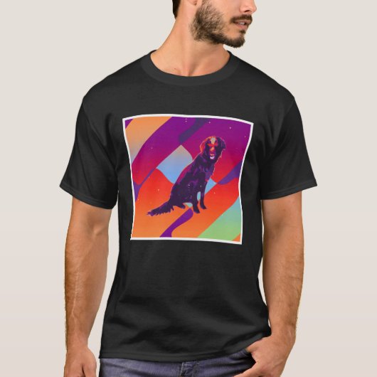 Retro Vintage Aesthetic Flat Coated Retriever T-Shirt (Vorderseite)