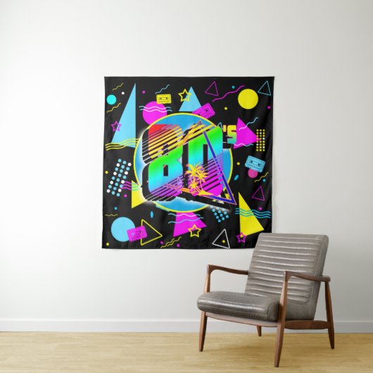 RETRO-VINTAGE ALTE SCHULE DER 80er Jahre Wandteppich (Beispiel)