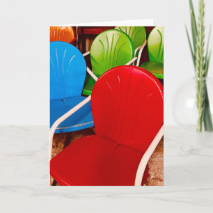 Retro Vintage Aluminium Stühle in hellen Farben Karte