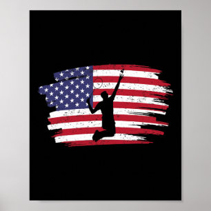 Retro Vintage amerikanische Flagge Badminton 4. Ju Poster