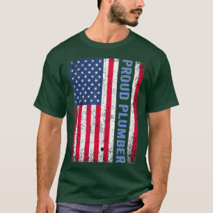 Retro Vintage Amerikanische Flagge Klempner  Fourt T-Shirt