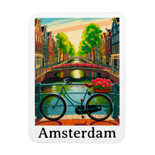 Retro Vintage Amsterdam Holland Kanal Stadt Reise Magnet