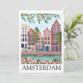Retro Vintage Amsterdam Netherlands Architecture  Karte (Stehend Vorderseite)
