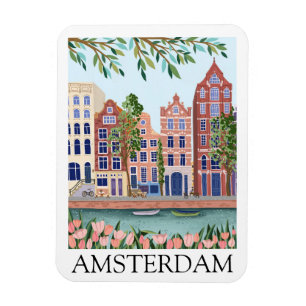 Retro Vintage Amsterdam Niederlande Architektur  Magnet
